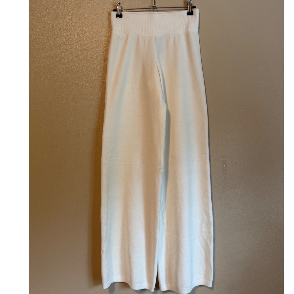 Garage Chenille Low Rise Pant Tofu Cream Wide Leg Knit Lounge XS NEW